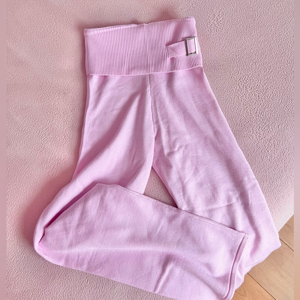 Edikted style pink knit lounge / flare pants